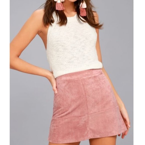 Mauve Suede Mini Skirt - Picture 4 of 11
